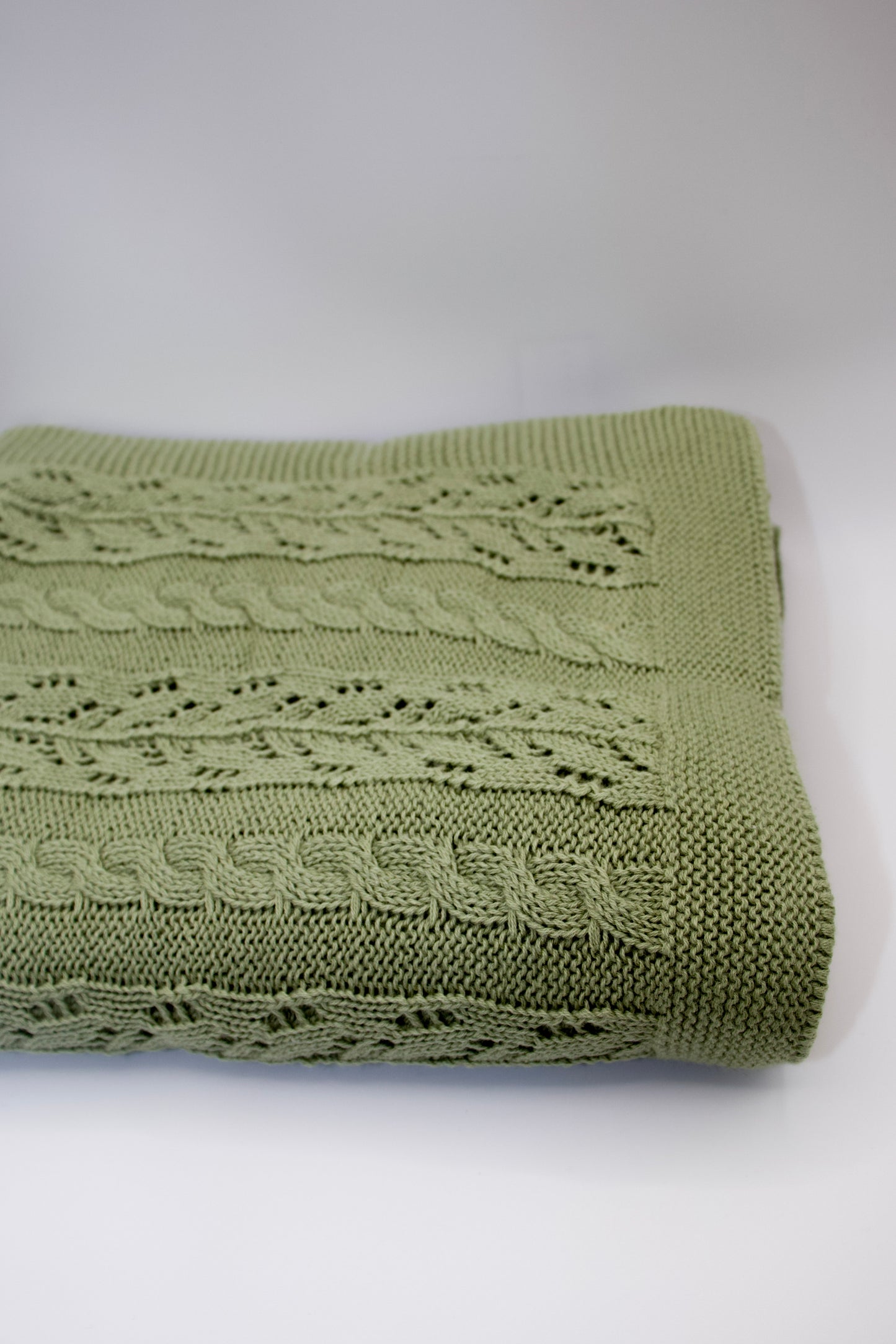 Dantel Cotton Blanket in Sage Green