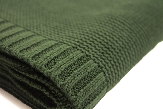 Sade Cotton Blanket in Forest Green