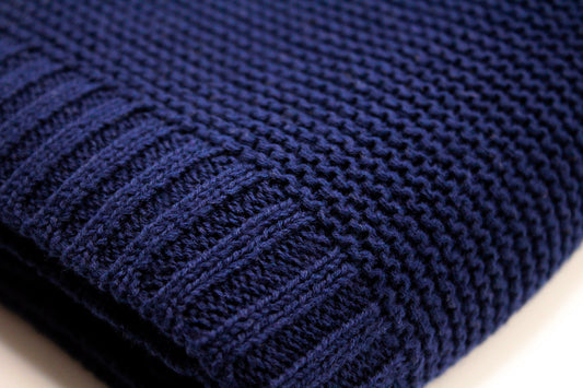 Sade Cotton Blanket in Navy