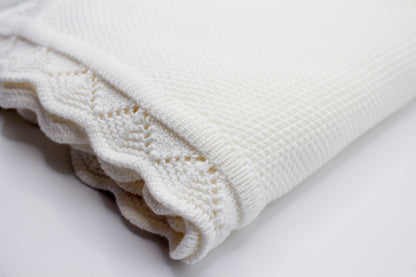 Oya Cotton Blanket in White