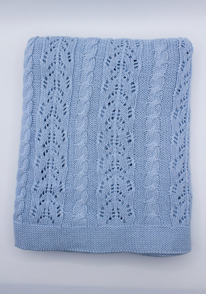 Dantel Cotton Blanket in Light Blue