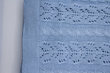 Dantel Cotton Blanket in Light Blue