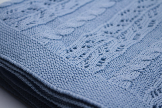Dantel Cotton Blanket in Light Blue