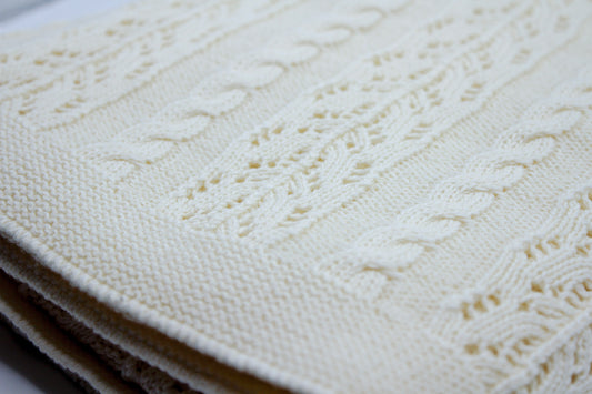 Dantel Cotton Blanket in Creamy White