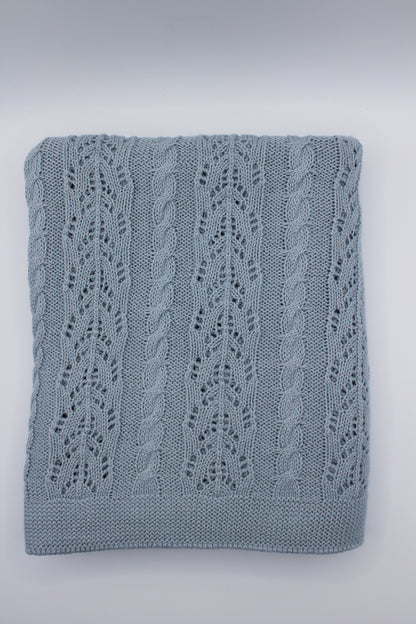 Dantel Cotton Blanket in Steel Blue