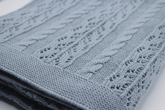 Dantel Cotton Blanket in Steel Blue
