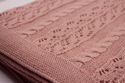 Dantel Cotton Blanket in Soft Pink