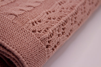 Dantel Cotton Blanket in Soft Pink