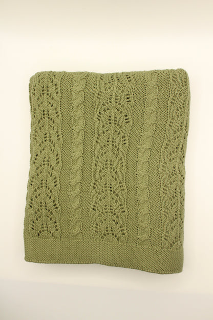 Dantel Cotton Blanket in Sage Green