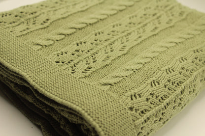 Dantel Cotton Blanket in Sage Green