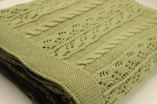Dantel Cotton Blanket in Sage Green