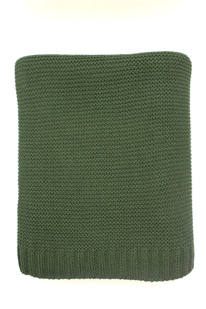 Sade Cotton Blanket in Forest Green
