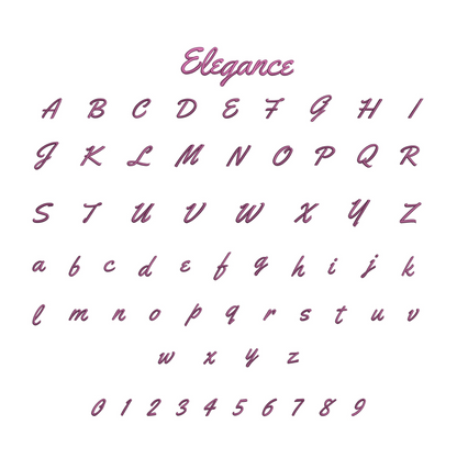 Cursive alphabet and numbers on a white background