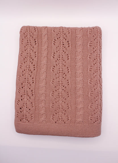 Dantel Cotton Blanket in Soft Pink