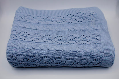 Dantel Cotton Blanket in Light Blue