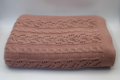 Dantel Cotton Blanket in Soft Pink