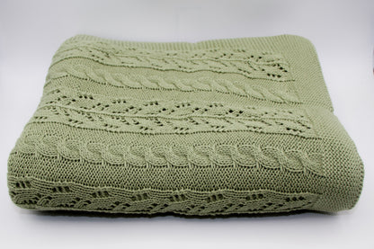Dantel Cotton Blanket in Sage Green