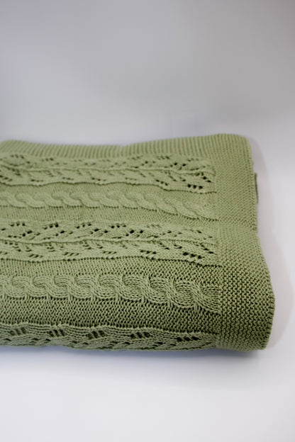 Dantel Cotton Blanket in Sage Green