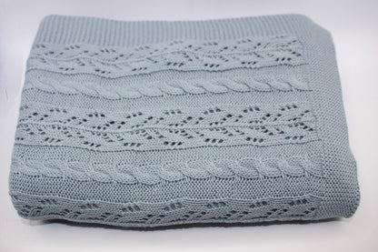 Dantel Cotton Blanket in Steel Blue